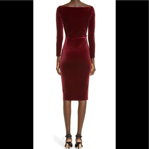 Chiara Boni la petite robe Silveria long sleeve velvet midi dress burgundy - Picture 4 of 11